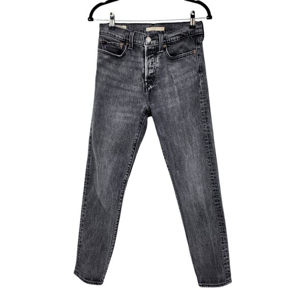 Levi's Women's Button Fly Wedgie Straight High Rise Black Gray Jeans Size 27 - Picture 1 of 6